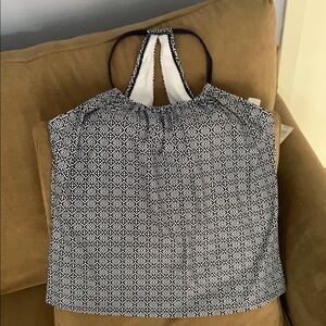 Kona Sol Blue and White Halter Tankini Top